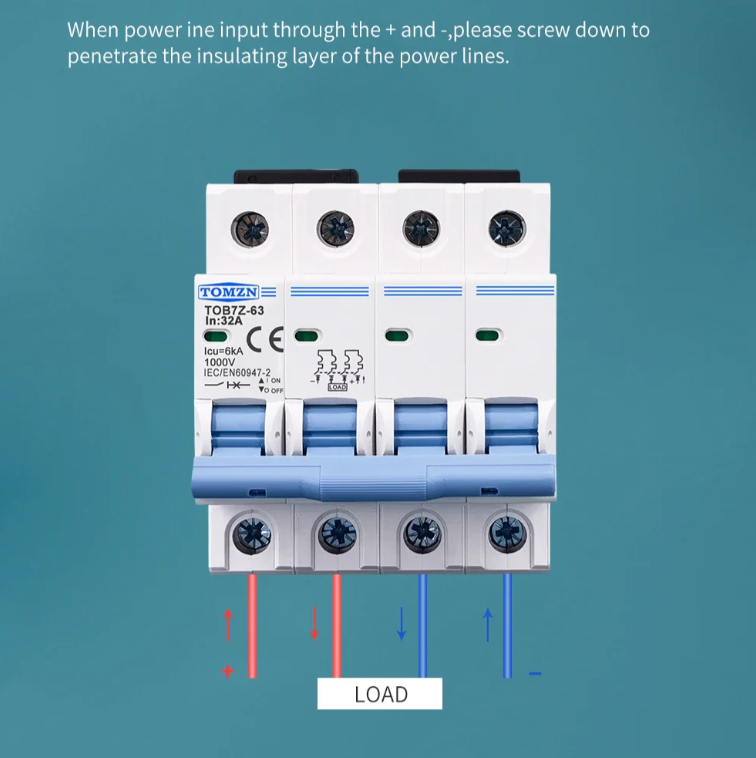 Tomzn TOB7Z-63 4P DC 1200V MCB Circuit Breaker
