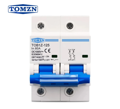Tomzn 2P DC MCB Circuit Breaker 125A/100A